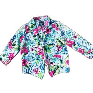 SWS Tropical Floral Casual Tailored Vacation Hawaiian Print Lightweight Blazer M